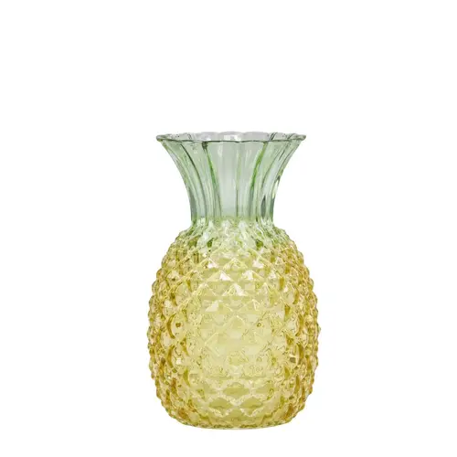 Glas Vase Ananas gelb D13cm H22cm