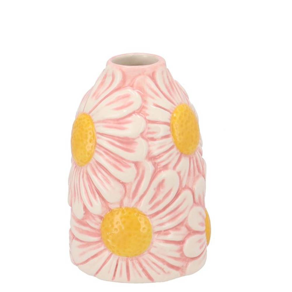 Keramik Vase Jane Blumen rosa 08x08x12cm