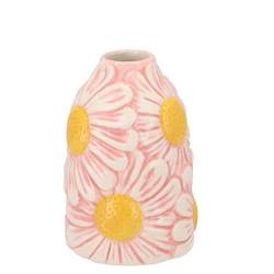 Keramik Vase Jane Blumen rosa 08x08x12cm