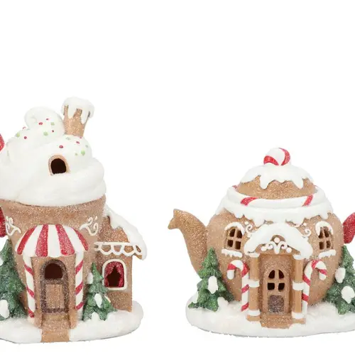 Deko Weihnachtshaus Candy 2/Set 21x13x17cm