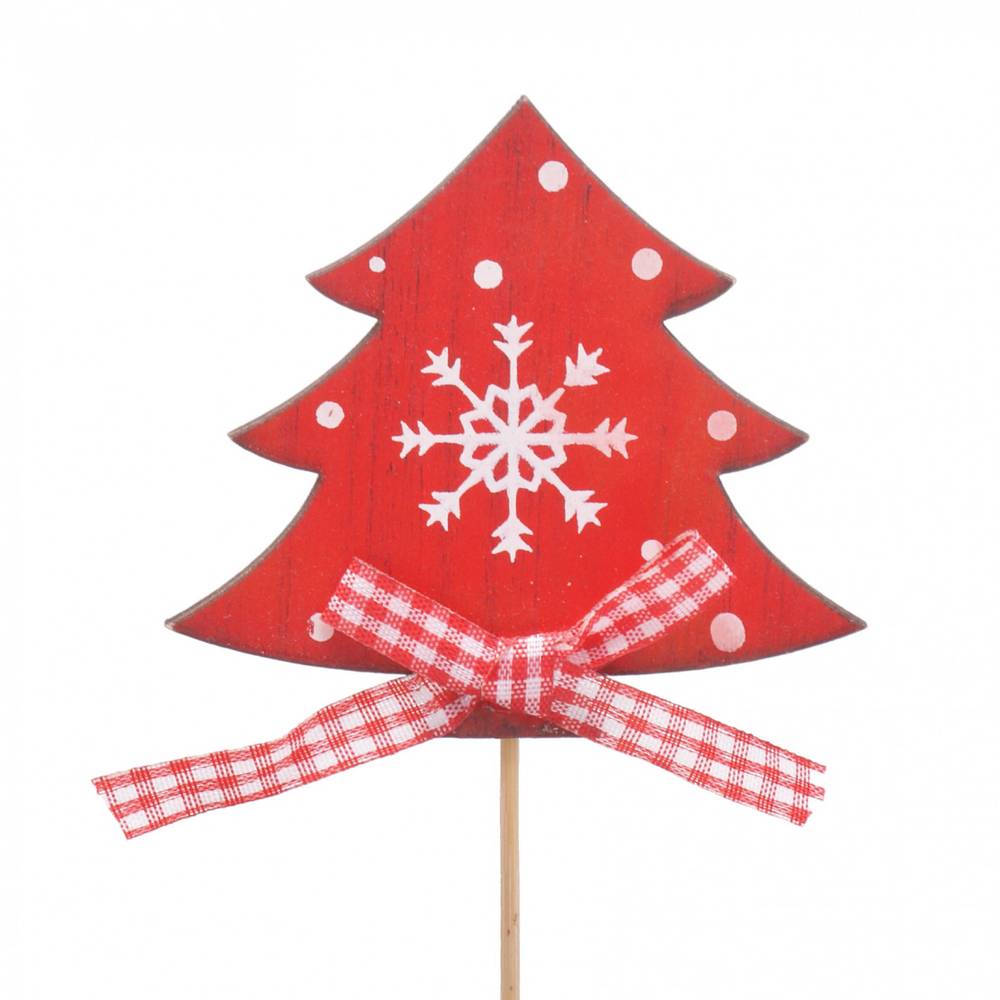 Baum auf Stab rot L10cm D07cm