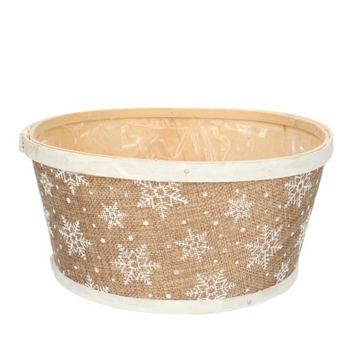 Übertopf Holz Schneeflocke natur D22cm H11cm