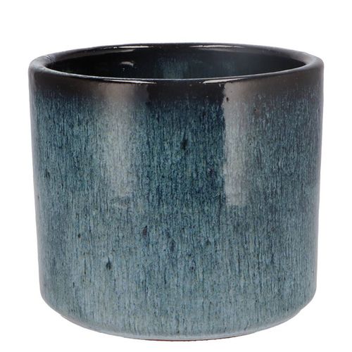 Keramik Übertopf Javea glasiert blau D17cm H15cm