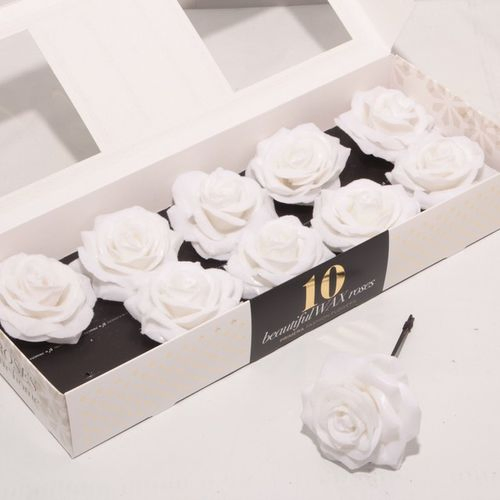 Seiden Wachs Rose weiss schnee d12cm (795)