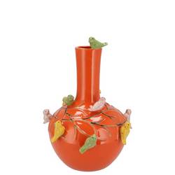 Keramik Vogelvase orange D16cm H17cm