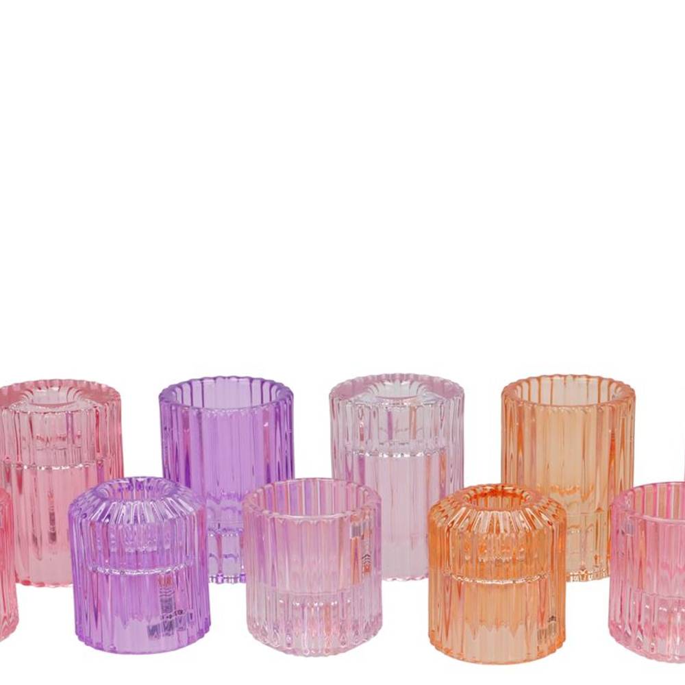 Glas Teelicht Rund mix rosa 05,5x07cm