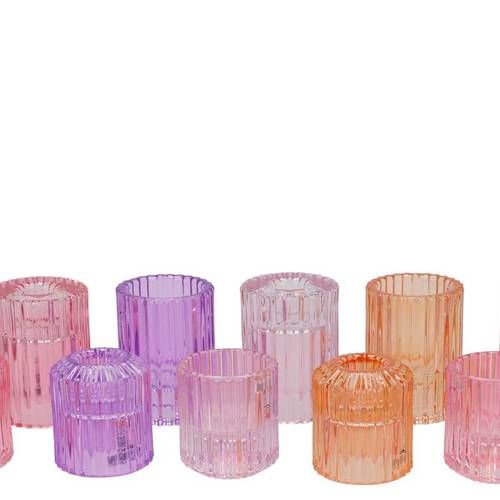 Glas Teelicht Rund mix rosa 05,5x07cm