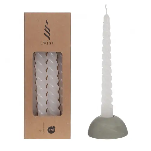 Kerze Twist weiss D2.2cm L19cm 4st
