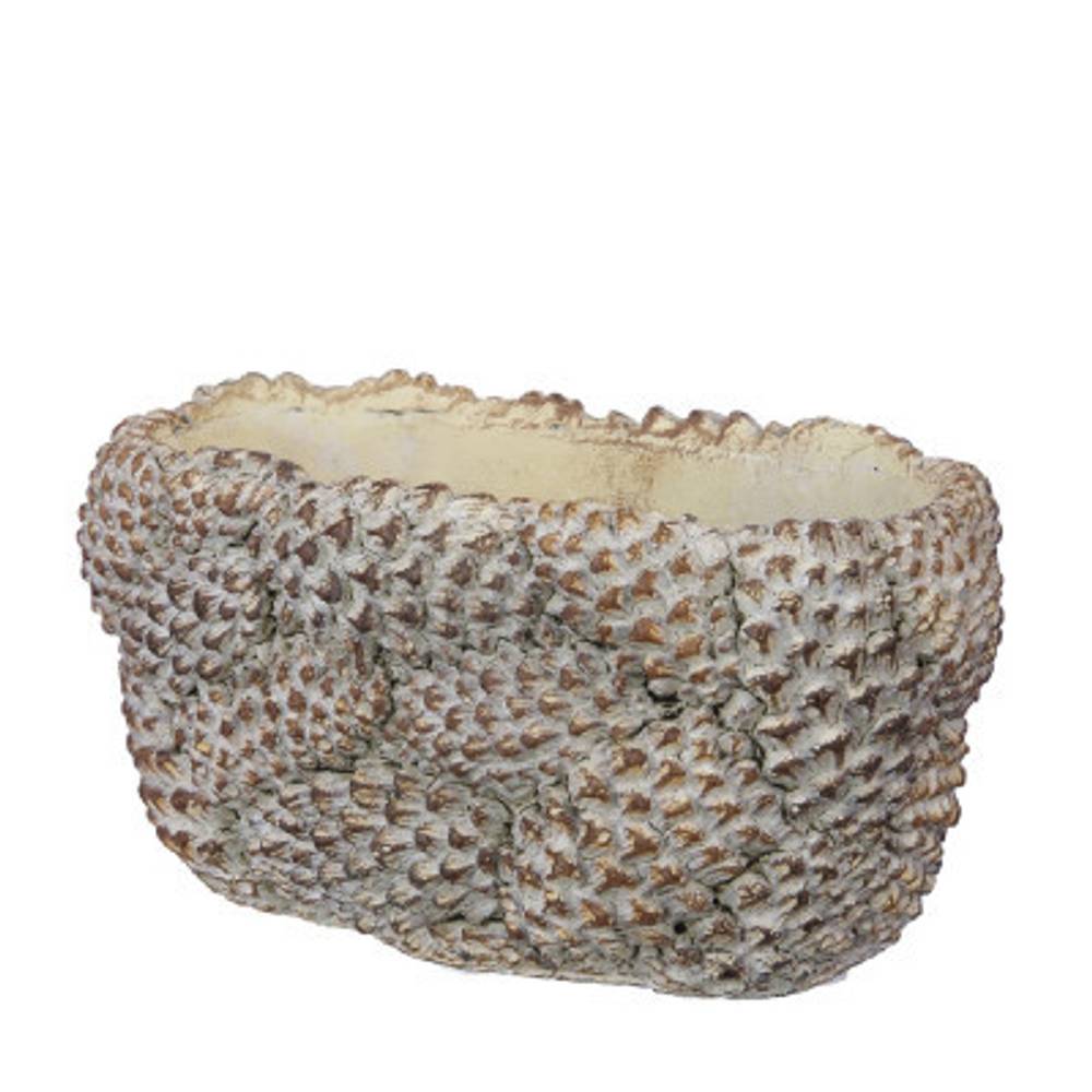 Keramik Übertopf Tannenzapfen braun 20x11x11cm