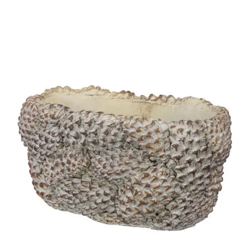 Keramik Übertopf Tannenzapfen braun 20x11x11cm