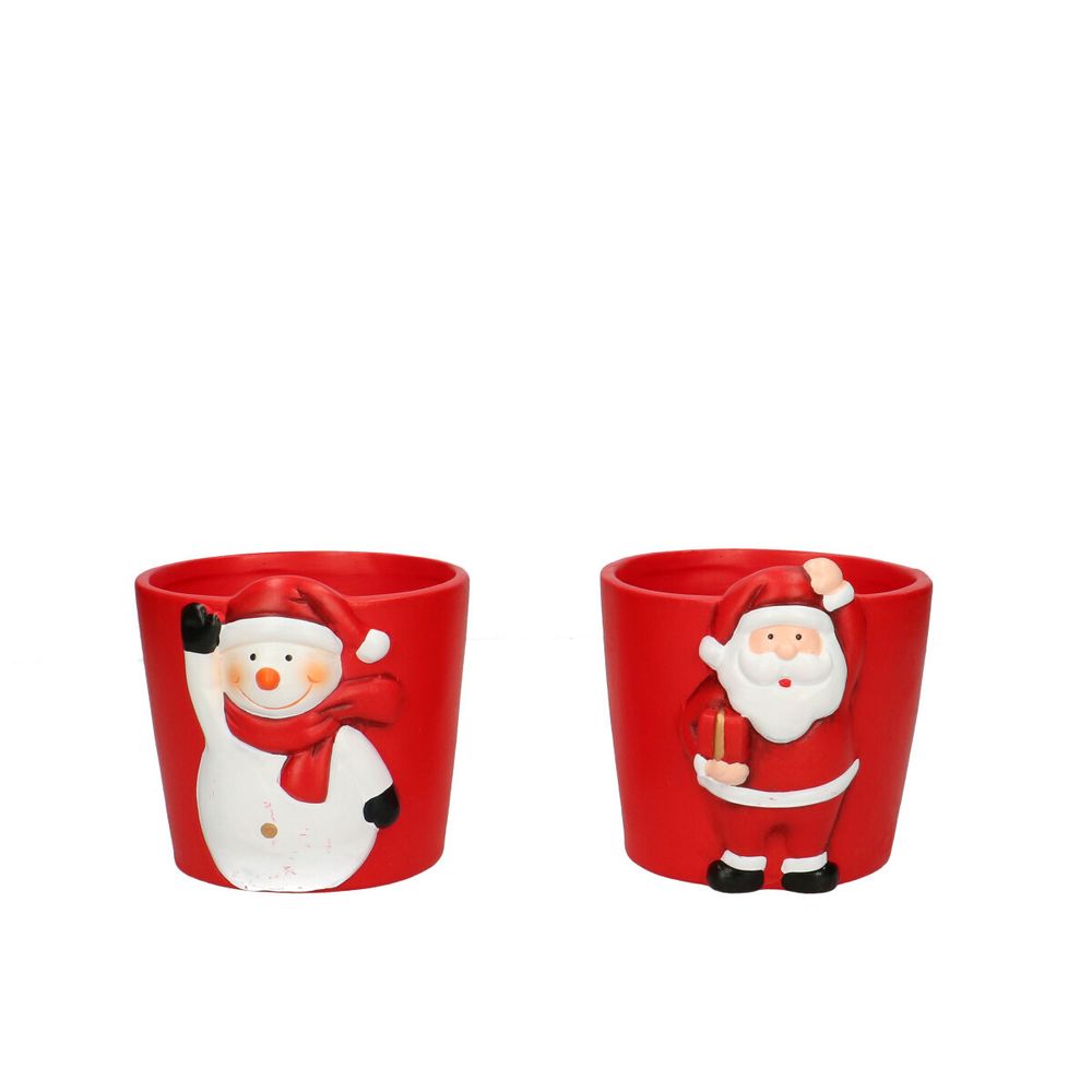 Keramik Übertopf Xmas rot D10cm H08cm