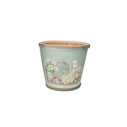 Holz Übertopf Daisy hell blau D17cm H15cm