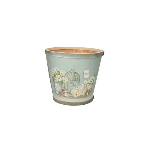 Holz Übertopf Daisy hell blau D17cm H15cm