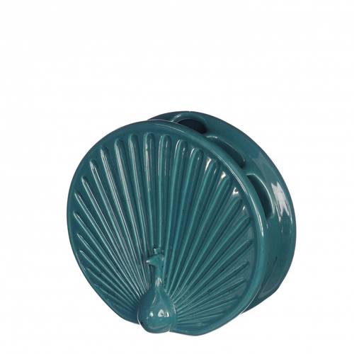 Keramik Vase Pfau blau 15x06x13.5cm