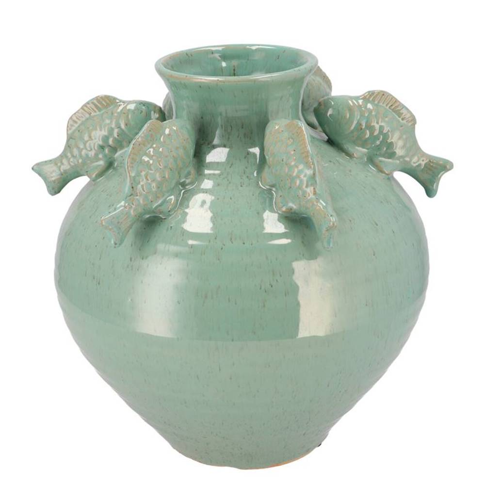 Keramik Vase Fisch grün 25x25x27cm