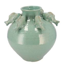 Keramik Vase Fisch grün 25x25x27cm