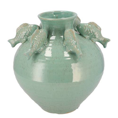 Keramik Vase Fisch grün 25x25x27cm