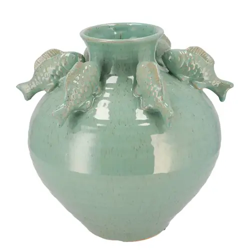 Keramik Vase Fisch grün 25x25x27cm