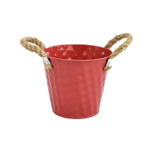 Zink Übertopf Fancy rot D13cm H12.5cm