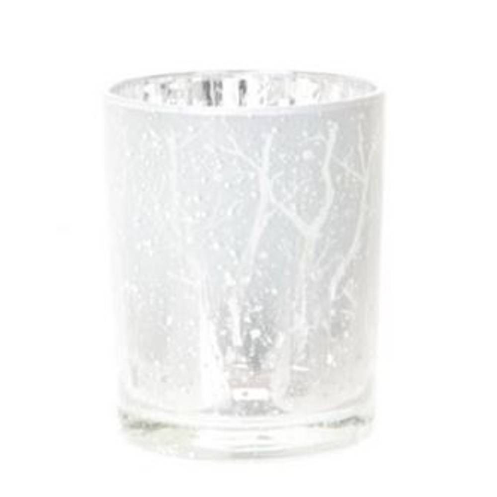 Teelicht frostige Bäume hell blau D10cm H12.5cm