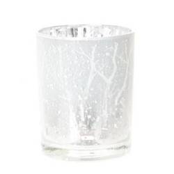 Teelicht frostige Bäume hell blau D10cm H12.5cm