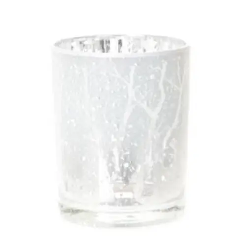 Teelicht frostige Bäume hell blau D10cm H12.5cm