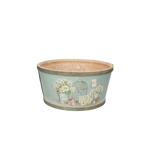 Holz Übertopf Daisy hell blau D22cm H11cm