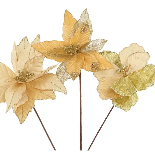 Seiden Poinsettia mix gold L27cm