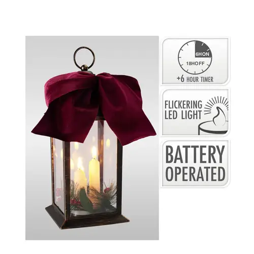 Laterne LED schwarz 15x15x30cm