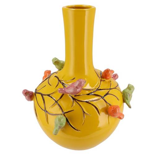 Keramik Vogelvase gelb D26cm H33cm
