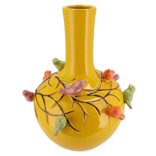 Keramik Vogelvase gelb D26cm H33cm