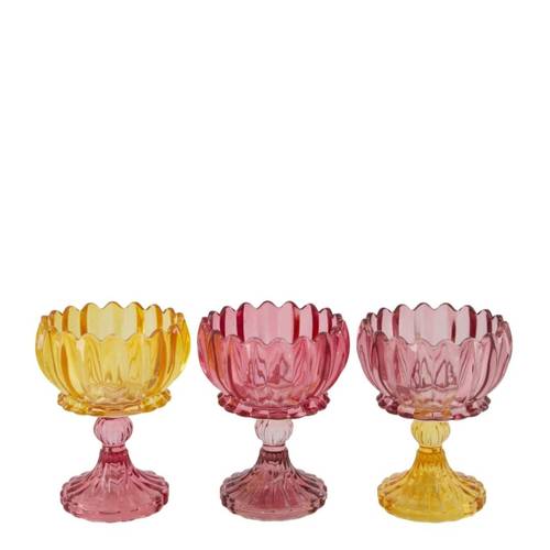 Glas Teelicht Flower mix D10cm H13cm