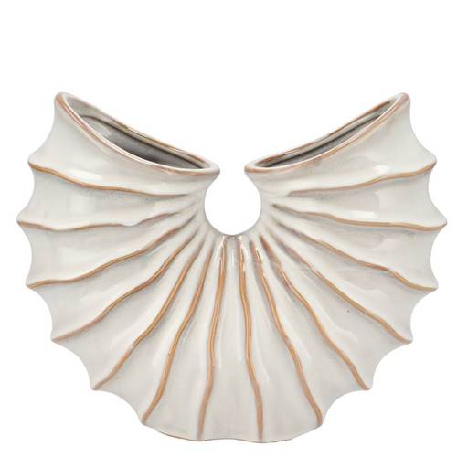 Keramik Vase Sifan Shell weiss 26x8x21cm