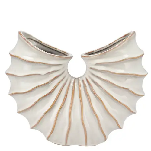 Keramik Vase Sifan Shell weiss 26x8x21cm