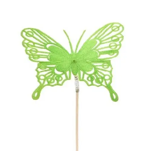 Schmetterling auf Stab Flock grün L50cm 08cm