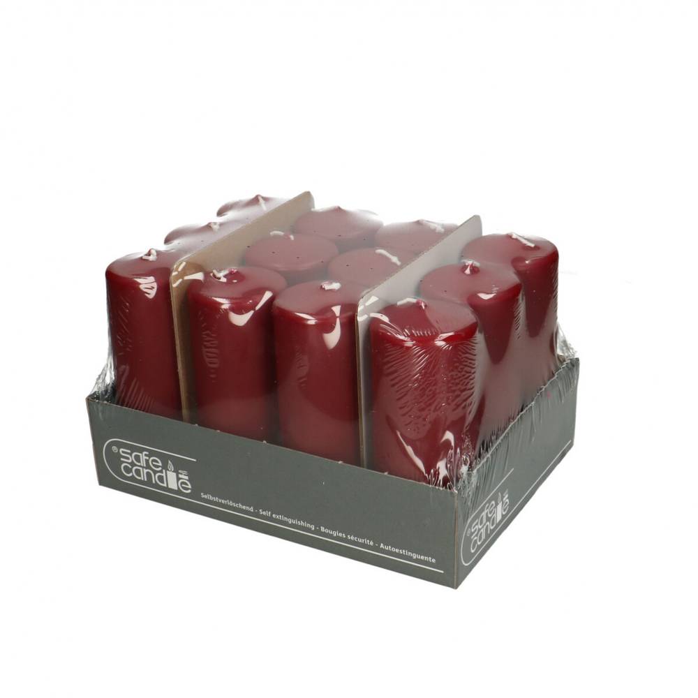 Stumpfkerze Safe weinrot D06cm H15cm