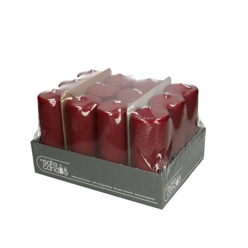 Stumpfkerze Safe weinrot D06cm H15cm