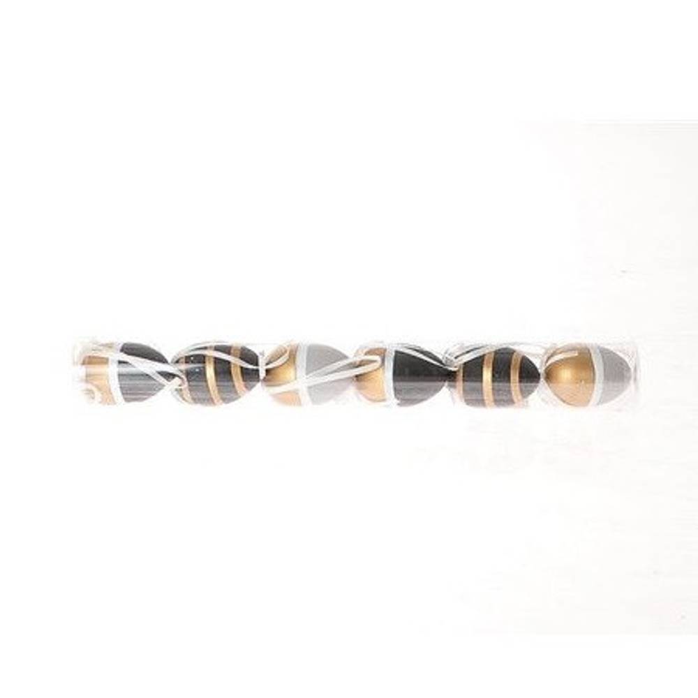 Hänger Ei mix Streifen schwarz/gold 4.5cm x6