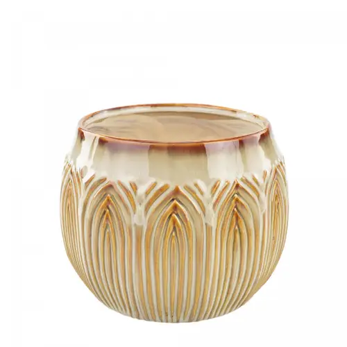 Keramik Übertopf Lotus creme D20cm H15cm