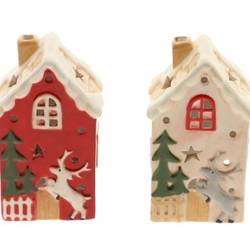 Keramik Teelicht Haus mix D08.5cm H14.5cm