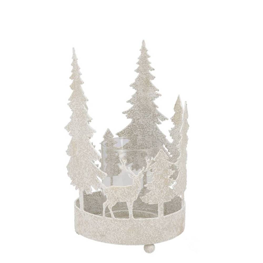 Metall Teelicht Kaya Xmas weiss 13x22cm