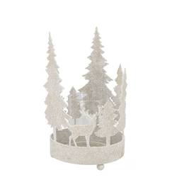 Metall Teelicht Kaya Xmas weiss 13x22cm