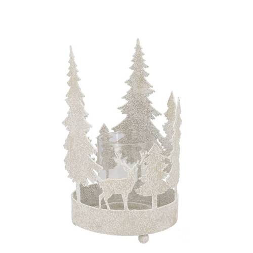 Metall Teelicht Kaya Xmas weiss 13x22cm