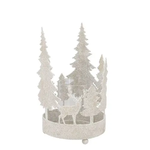 Metall Teelicht Kaya Xmas weiss 13x22cm