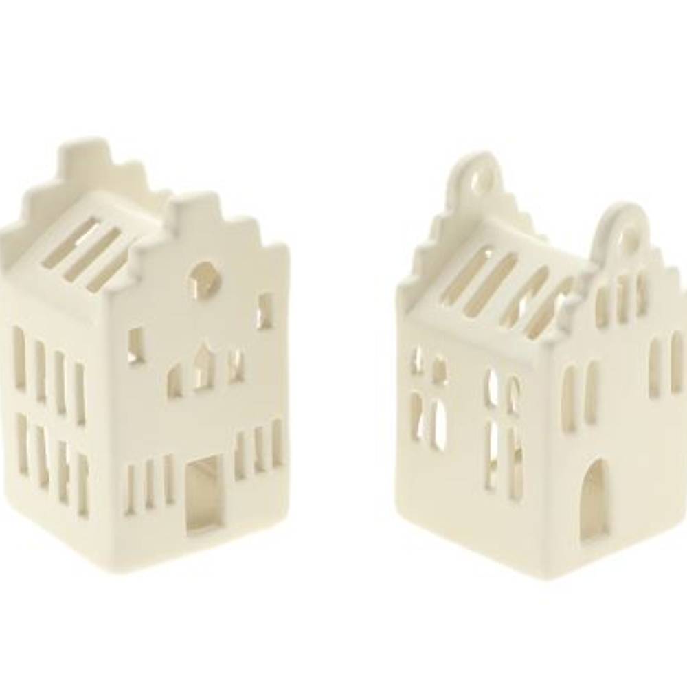 Teelicht Ziegel 2/Set weiss D08cm H14cm