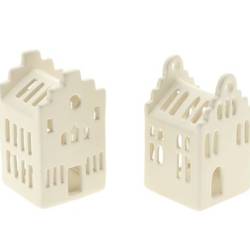 Teelicht Ziegel 2/Set weiss D08cm H14cm