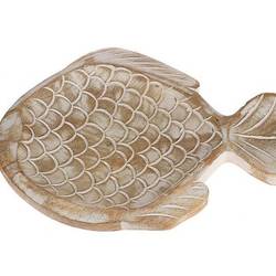 Holz Teller Fisch braun D22.5cm L30cm