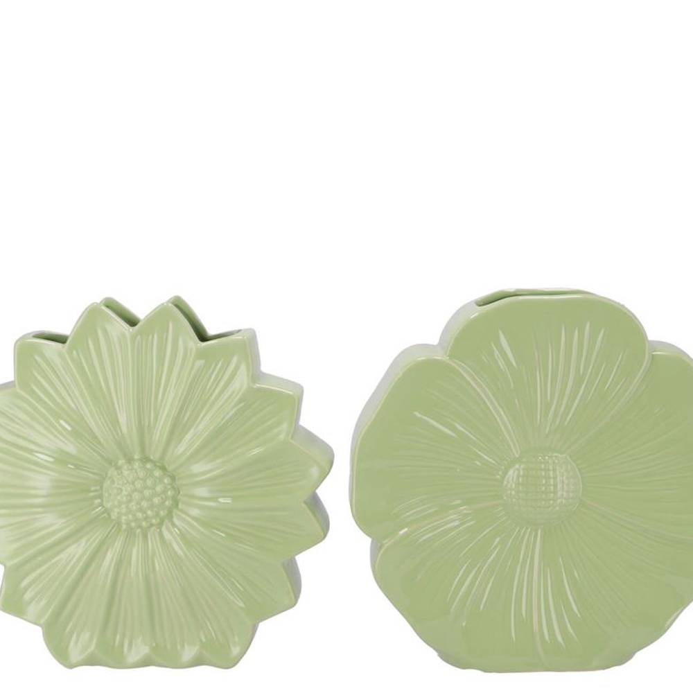 Keramik Vase Daisy Bloom mix grün 30x09x30cm