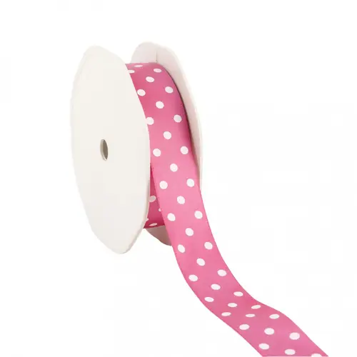 Band Satin Dots rosa/weiss 23mm 20m