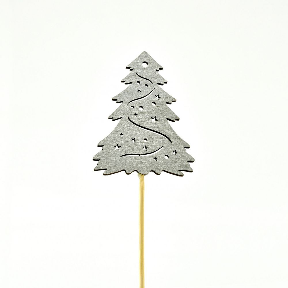 Weihnachtsbaum auf Stab silber D07cm H20cm